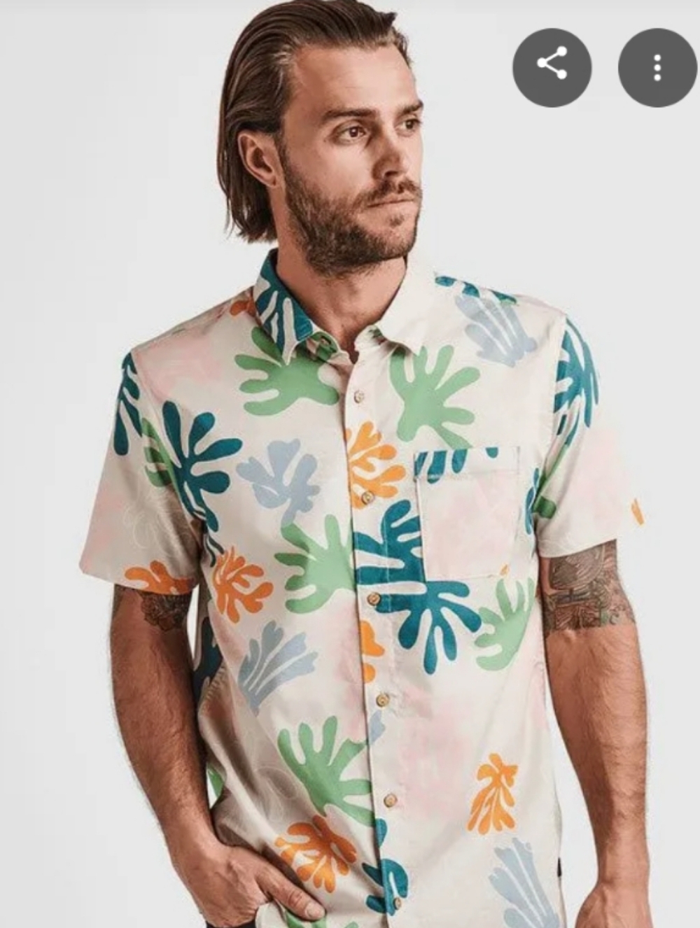 Roark Journey Short Sleeve Button Down Coral Reefer